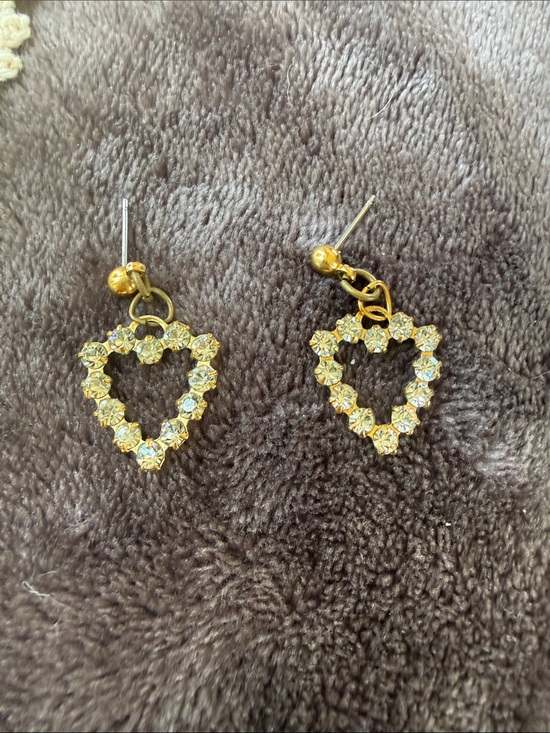Jewelry - Gold Heart Crystal Drop Earrings - Women Jewelry